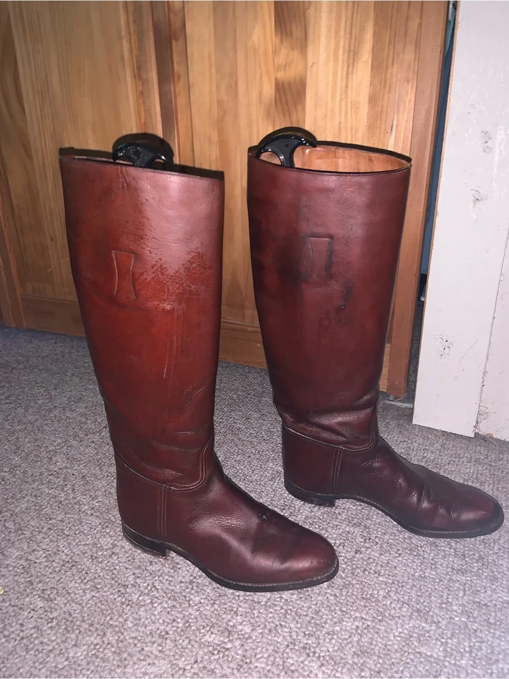 Women’s Tall Leather Riding Boots - Brown vintage fox hunting